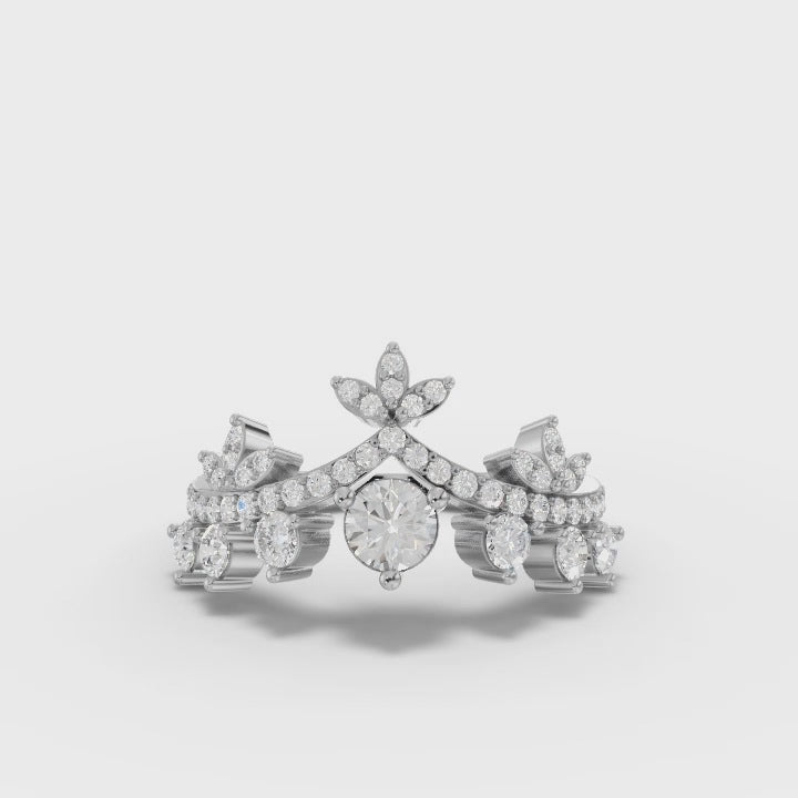 360 rotation of 0.89 CT crown style lab-grown diamond ring