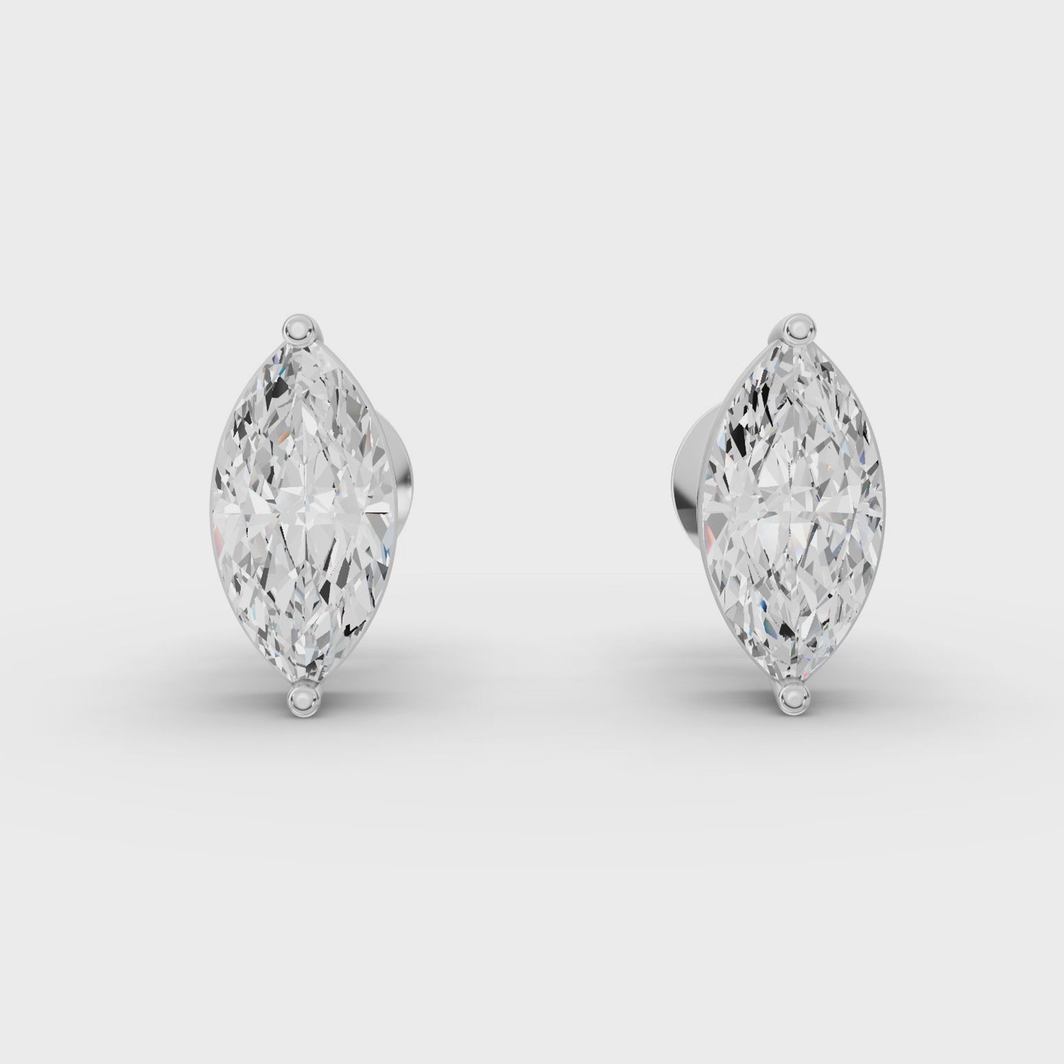 360 rotation of 2.17 CT marquise lab-grown diamond stud earrings