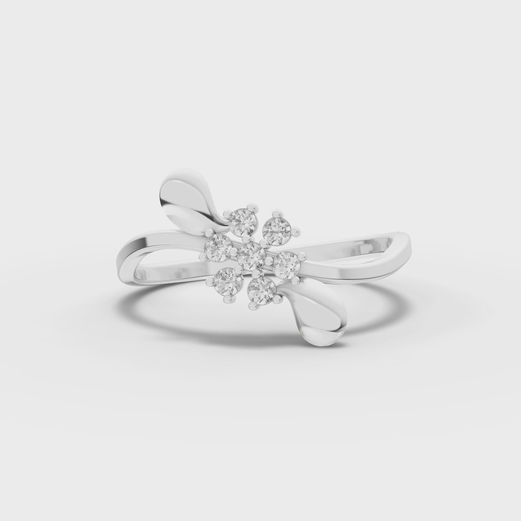 360 rotation of 0.13 CT twilight blossom lab-grown diamond ring