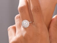 Model wearing double halo lab-grown diamond ring video clip