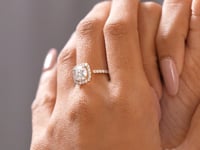 Model wearing round bridal set lab-grown diamond ring video
