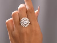 Model wearing marquise cluster lab-grown diamond ring video