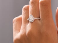 Model wearing 1.81 CT pear halo lab-grown diamond ring video