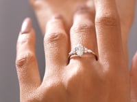Model wearing marquise center multi-shape lab-grown diamond ring video clip