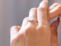 Model wearing 1.89 CT radiant cut halo lab-grown diamond ring video
