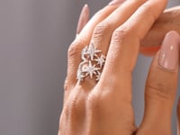 Model wearing 1.06 CT star motif lab-grown diamond ring video