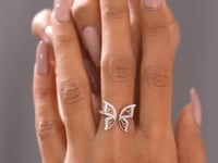 Model wearing 0.31 CT butterfly motif lab-grown diamond ring video