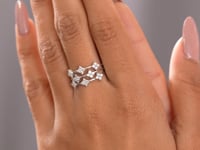 Model wearing 0.62 CT diamond cluster lab-grown ring set video