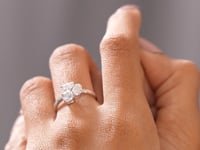 Model wearing 1.59 CT three-stone lab-grown diamond ring video