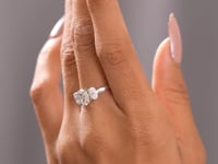 Model wearing 1.87 CT three-stone oval lab-grown diamond ring video