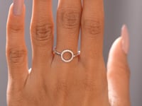 Model wearing 0.11 CT open circle pavé lab-grown diamond ring video