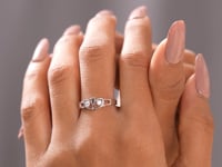 Model wearing dual-heart lab-grown diamond ring video