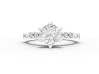 360 rotation of 1.24 CT round accented lab-grown diamond ring
