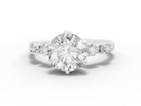 360 rotation of 1.70 CT round three-stone lab-grown diamond ring