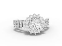 360 rotation of 2.69 CT round bridal set lab-grown diamond ring
