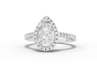 360 rotation of 1.81 CT pear halo lab-grown diamond ring