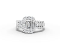 360 rotation of 2.01 CT emerald cut halo lab-grown diamond ring