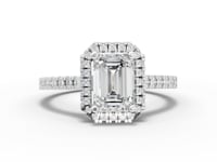 360 rotation of 1.26 CT emerald cut halo lab-grown diamond ring