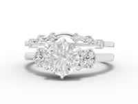 360 rotation of 1.21 CT round diamond dual-band lab-grown ring set