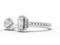 360 rotation of 0.77 CT two-stone open lab-grown diamond ring