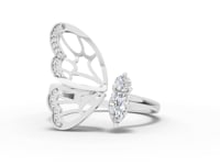 360 rotation of 0.36 CT butterfly motif lab-grown diamond ring