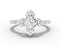 360 rotation of 1.63 CT princess cut halo three-piece ring set