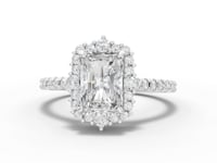 360 rotation of 1.68 CT radiant cut halo lab-grown diamond ring