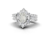 360 rotation of 2.56 CT emerald cut halo lab-grown diamond ring