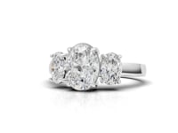 360 rotation of 1.87 CT three-stone oval lab-grown diamond ring