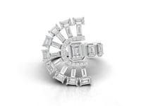 360 rotation of 0.57 CT emerald center fan-layout lab-grown diamond ring