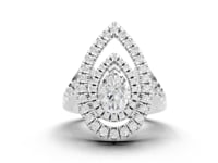 360 rotation of 1.85 CT pear double-halo lab-grown diamond ring