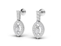 0.67 Ct Lab-Grown Diamond Marquise Halo Drop Earrings