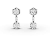 0.73 Ct Hexagon Geometric Drop Lab Diamond Earrings