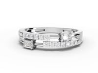 0.73 Ct Emerald-Cut Vertical Bar Lab Diamond Jewelry Set