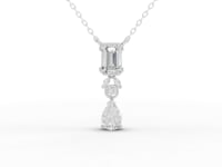 Emerald-Cut Lab-Grown Diamond Drop Necklace with Pear Accent