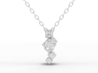 Lab-Grown Diamond Stacked Square Geometric Drop Necklace