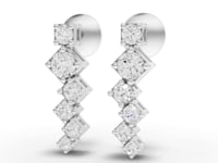 0.48 Ct Stacked Square Geometric Drop Lab Diamond Earrings