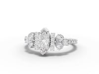 2.04 Ct Marquise Lab Diamond Floral Jewelry Set with Pendant, Earrings & Pavé Ring
