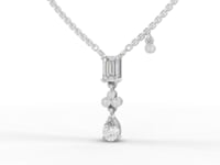 Emerald-Cut Lab-Grown Diamond Drop Necklace with Pear Pendant