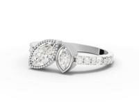 Marquise-Cut Lab-Grown Diamond Bezel-Set Bypass Ring with Pavé Band