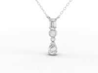Lab-Grown Diamond Mixed-Shape Vertical Drop Necklace with Emerald, Round & Pear Diamonds