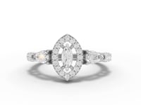 0.71 Ct Lab-Grown Pear Diamond Open Wrap Ring with Hexagon Accents & Pavé Band
