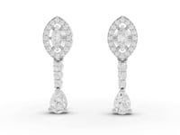 1.37 Ct Lab-Grown Marquise Halo & Pear Diamond Drop Earrings