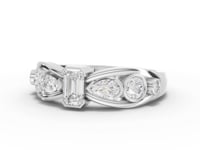 Lab-Grown Diamond Mixed-Shape Jewelry Set with Emerald-Cut Ring, Drop Necklace & Earrings