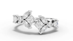 0.66 Ct Floral Marquise & Round Cluster Lab Diamond Ring