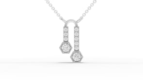 Lab-Grown Diamond Hexagon Drop Pendant Necklace with Pavé Bar Accents