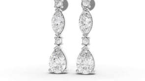 1.11 Ct Lab-Grown Marquise & Pear Diamond Graduated Drop Earrings