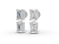 2.23 Ct Emerald Double Drop Lab Diamond Stud Earrings