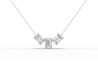 Lab-Grown Diamond Emerald-Cut Trio Pendant Necklace