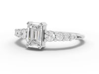 0.80 Ct Lab-Grown Emerald-Cut Diamond Ring with Graduated Round Accent Band